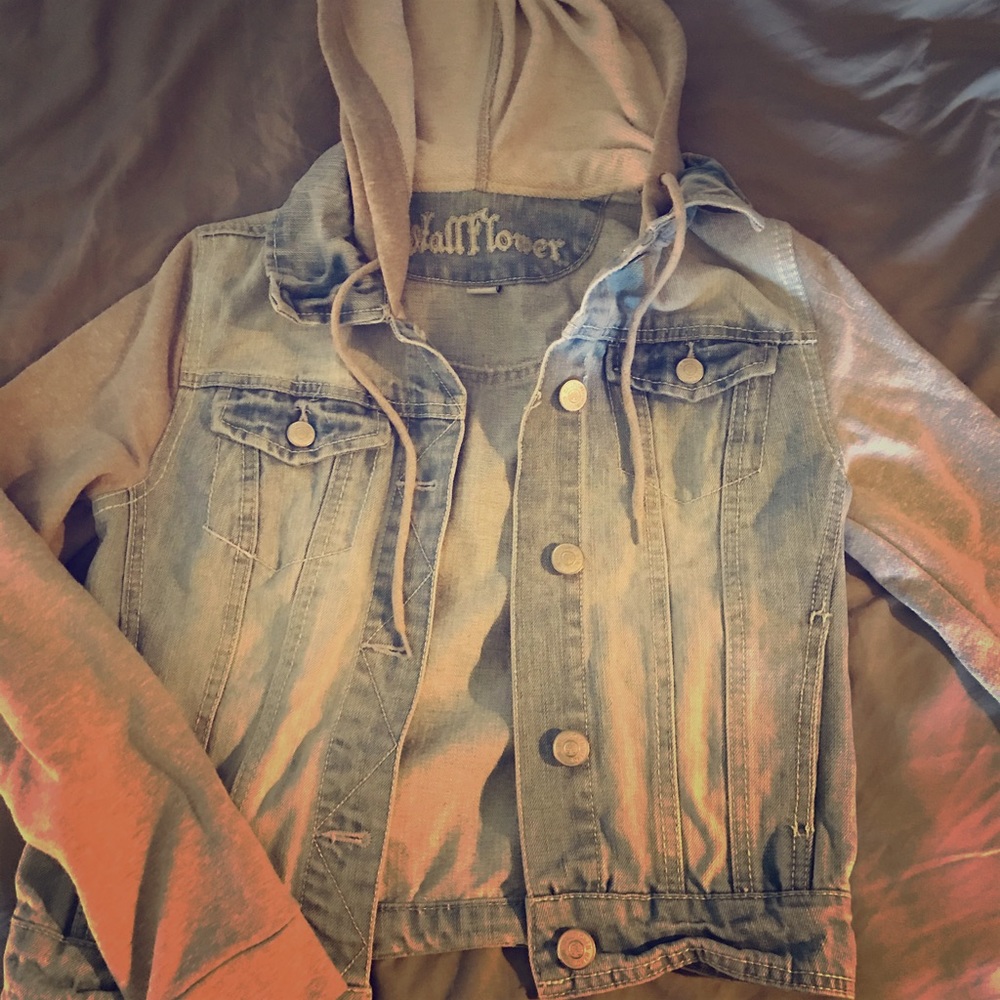 Wallflower faded jean jacket with hood
